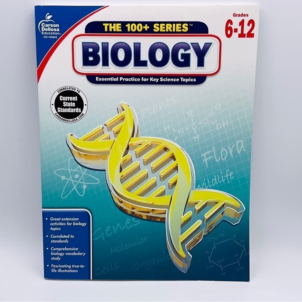 Carson Dellosa The 100 Series: Biology Workbook—Grades 6-12 Science Paperback